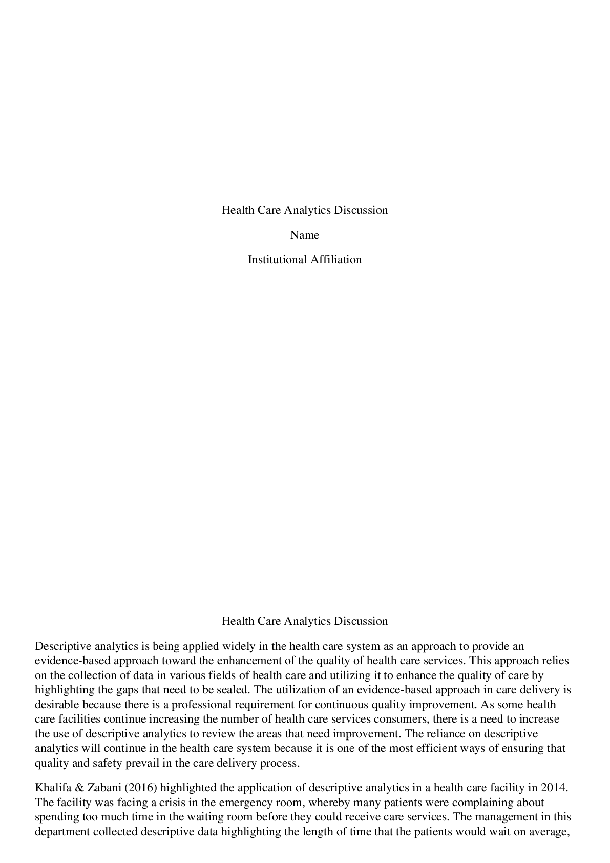 Preview image for Healthcare Analytics